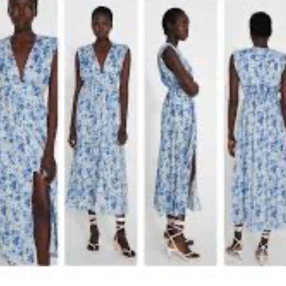 ZARA Floral Padded V-Neck Sleeveless Midi
Dress - Blue & Green - Size Large - Picture 4 of 13